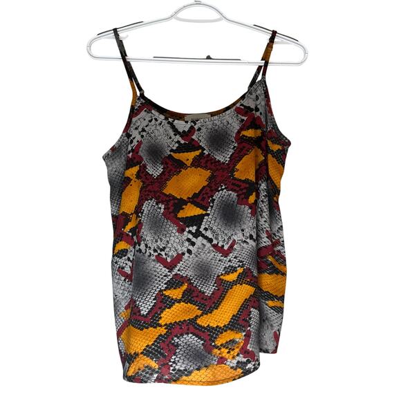 Allison Joy Sheer Gray / Black / Orange / Maroon Spaghetti Strap Tank Top SZ S - Picture 1 of 11